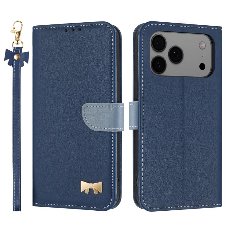 Metal Bow Leather Phone Case with Hand Strap, For iPhone 17 Pro Max, For iPhone 17 Pro, For iPhone 17, For iPhone Air