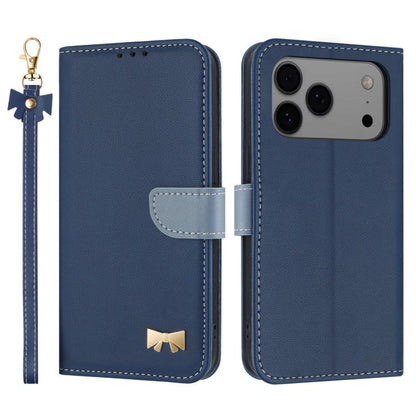 Metal Bow Leather Phone Case with Hand Strap, For iPhone 17 Pro Max, For iPhone 17 Pro, For iPhone 17, For iPhone Air