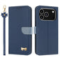 Metal Bow Leather Phone Case with Hand Strap, For iPhone 17e / 16e, For iPhone 17 Pro Max, For iPhone 17 Pro, For iPhone 17