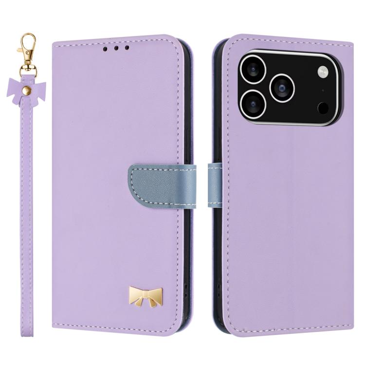 Metal Bow Leather Phone Case with Hand Strap, For iPhone 17 Pro Max, For iPhone 17 Pro, For iPhone 17, For iPhone Air