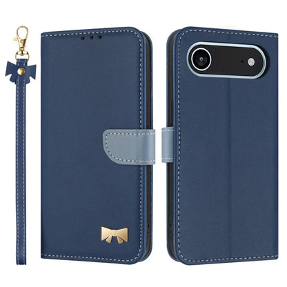 Metal Bow Leather Phone Case with Hand Strap, For iPhone 17 Pro Max, For iPhone 17 Pro, For iPhone 17, For iPhone Air