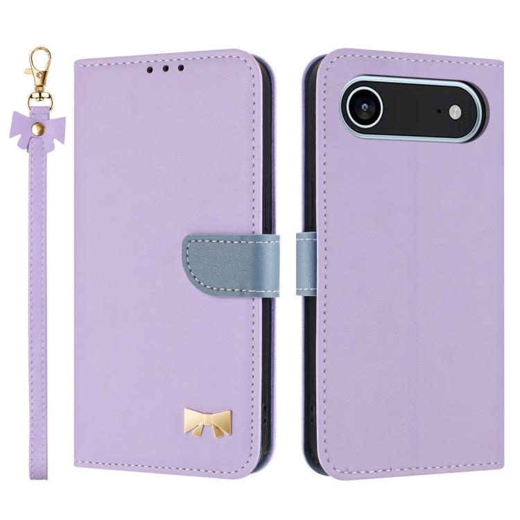Metal Bow Leather Phone Case with Hand Strap, For iPhone 17 Pro Max, For iPhone 17 Pro, For iPhone 17, For iPhone Air