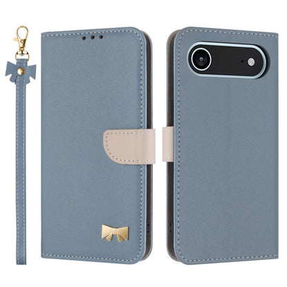 Metal Bow Leather Phone Case with Hand Strap, For iPhone Air, For iPhone 16 Pro Max, For iPhone 16 Pro, For iPhone 16 Plus
