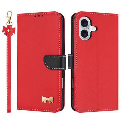 Metal Bow Leather Phone Case with Hand Strap, For iPhone 17 Pro Max, For iPhone 17 Pro, For iPhone 17, For iPhone Air