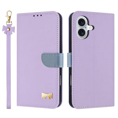 Metal Bow Leather Phone Case with Hand Strap, For iPhone 17 Pro Max, For iPhone 17 Pro, For iPhone 17, For iPhone Air