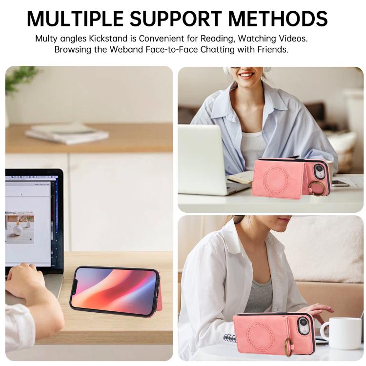 Car Magnetic Ring Buckle Card Bag Phone Case with Lanyard, For iPhone 16e, For iPhone 16 Pro Max