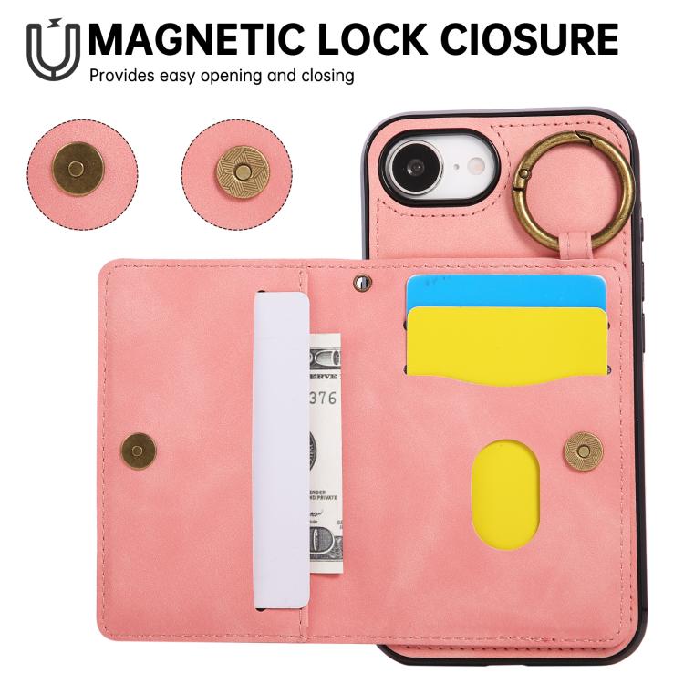 Car Magnetic Ring Buckle Card Bag Phone Case with Lanyard, For iPhone 16e, For iPhone 16 Pro Max
