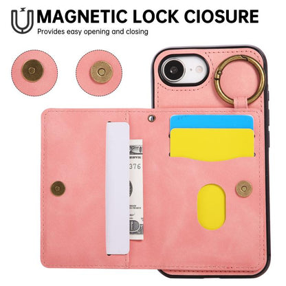 Car Magnetic Ring Buckle Card Bag Phone Case with Lanyard, For iPhone 16e, For iPhone 16 Pro Max