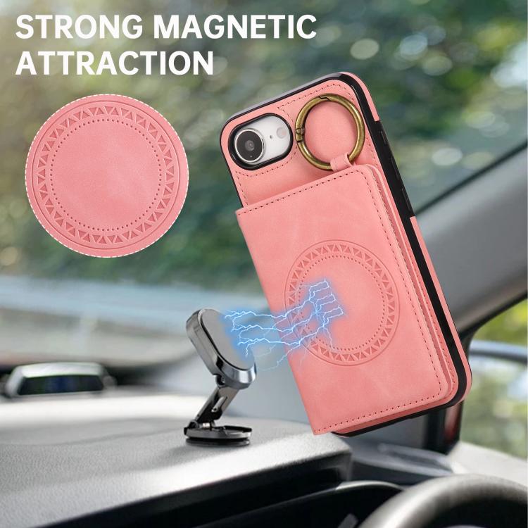 Car Magnetic Ring Buckle Card Bag Phone Case with Lanyard, For iPhone 16e, For iPhone 16 Pro Max