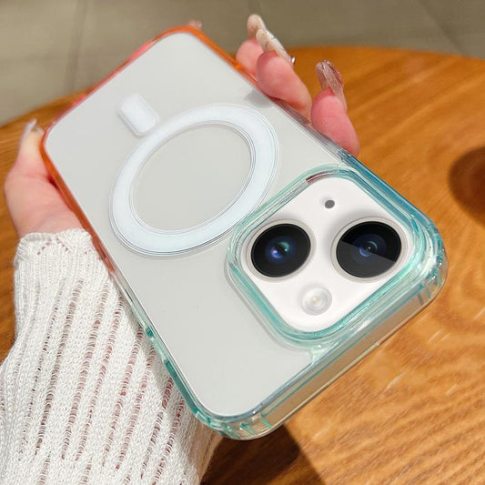 Contrast Color Gradient Transparent MagSafe Phone Case, For iPhone 14 Plus, For iPhone 14, For iPhone 14 Pro, For iPhone 14 Pro Max, For iPhone 13 Pro Max, For iPhone 13 Pro