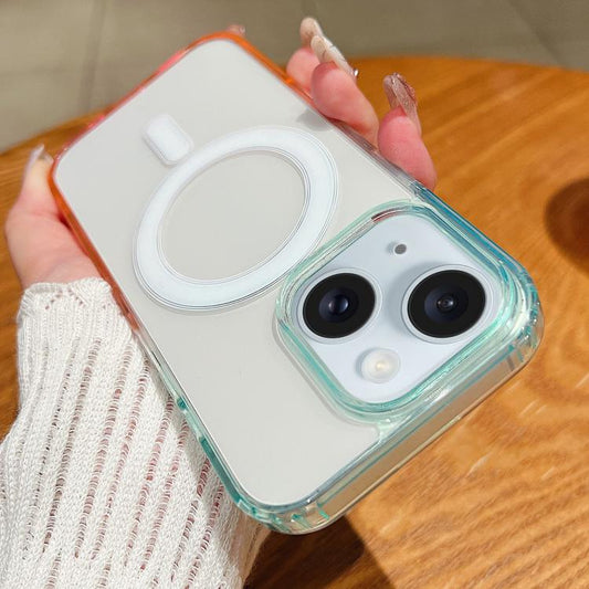 Contrast Color Gradient Transparent MagSafe Phone Case, For iPhone 15 Plus, For iPhone 15, For iPhone 14 Plus, For iPhone 14, For iPhone 14 Pro, For iPhone 14 Pro Max