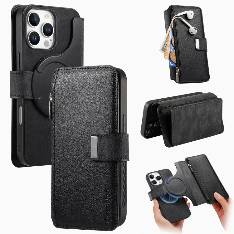 CaseNeo MagSafe RFID Anti-theft Zipper Wallet Retro Leather Phone Case, For iPhone Air, For iPhone 16 Pro Max, For iPhone 16 Pro, For iPhone 16 Plus