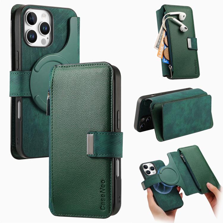 CaseNeo MagSafe RFID Anti-theft Zipper Wallet Retro Leather Phone Case, For iPhone Air, For iPhone 16 Pro Max, For iPhone 16 Pro, For iPhone 16 Plus