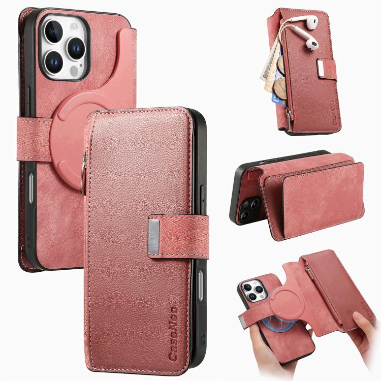 CaseNeo MagSafe RFID Anti-theft Zipper Wallet Retro Leather Phone Case, For iPhone Air, For iPhone 16 Pro Max, For iPhone 16 Pro, For iPhone 16 Plus