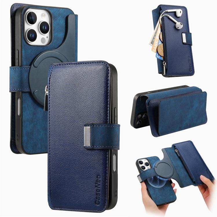 CaseNeo MagSafe RFID Anti-theft Zipper Wallet Retro Leather Phone Case, For iPhone Air, For iPhone 16 Pro Max, For iPhone 16 Pro, For iPhone 16 Plus