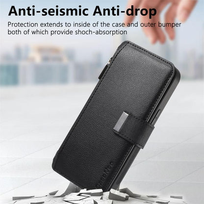 CaseNeo MagSafe RFID Anti-theft Zipper Wallet Retro Leather Phone Case, For iPhone 16, For iPhone 15 Pro Max, For iPhone 15 Pro, For iPhone 15 Plus