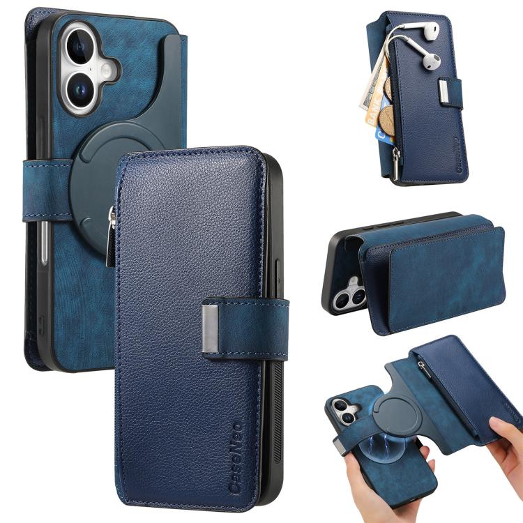 CaseNeo MagSafe RFID Anti-theft Zipper Wallet Retro Leather Phone Case, For iPhone 16, For iPhone 15 Pro Max, For iPhone 15 Pro, For iPhone 15 Plus