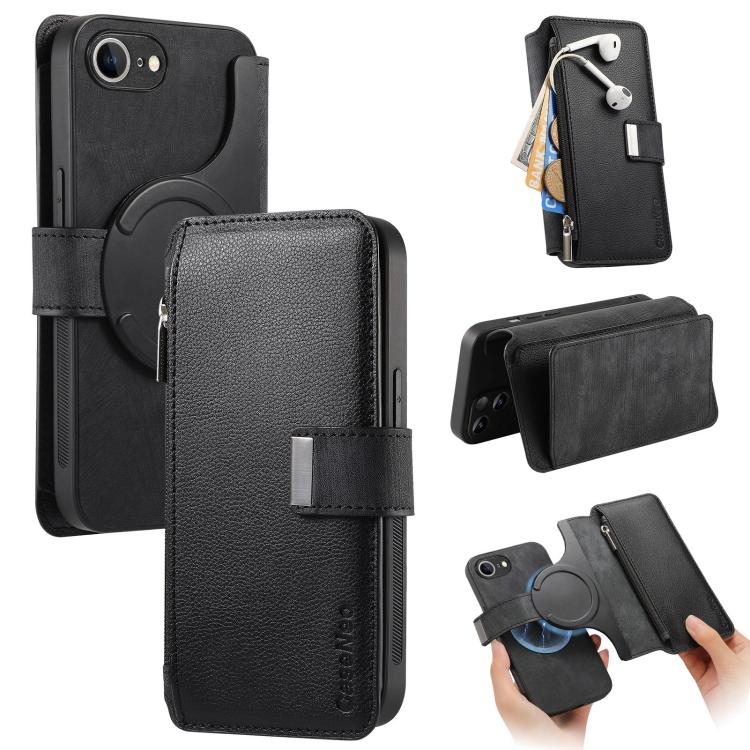 CaseNeo MagSafe RFID Anti-theft Zipper Wallet Retro Leather Phone Case, For iPhone 17e / 16e, For iPhone 17 Pro Max, For iPhone 17 Pro, For iPhone 17
