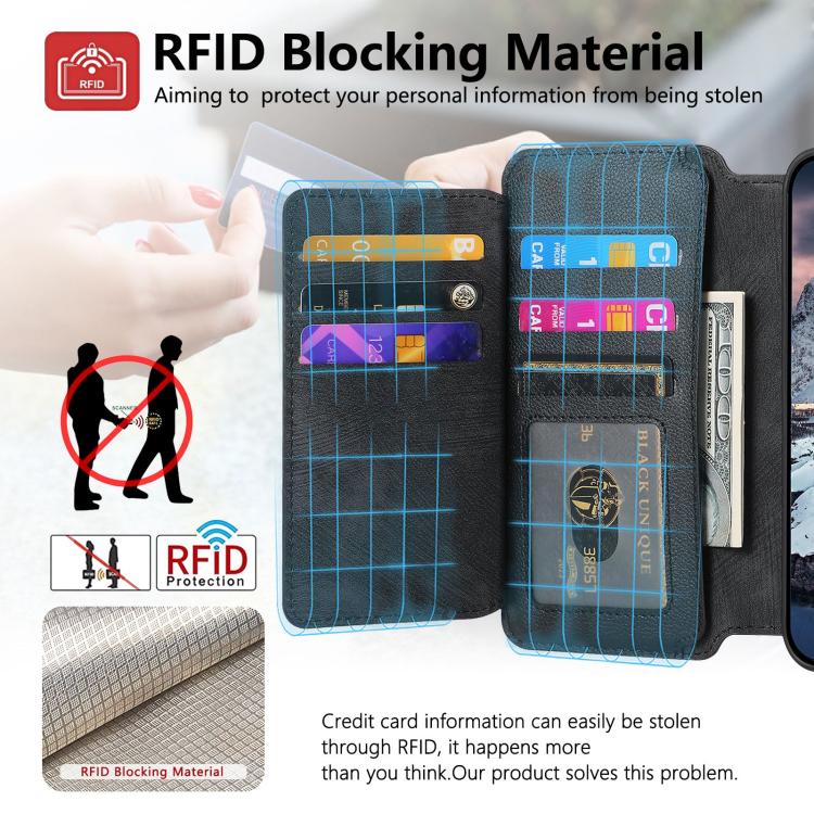 CaseNeo MagSafe RFID Anti-theft Zipper Wallet Retro Leather Phone Case, For iPhone 17e / 16e, For iPhone 17 Pro Max, For iPhone 17 Pro, For iPhone 17
