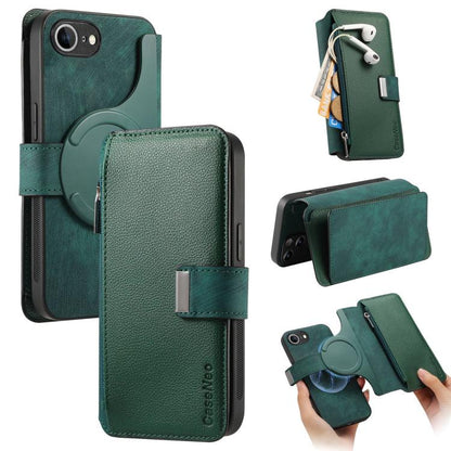 CaseNeo MagSafe RFID Anti-theft Zipper Wallet Retro Leather Phone Case, For iPhone 17e / 16e, For iPhone 17 Pro Max, For iPhone 17 Pro, For iPhone 17