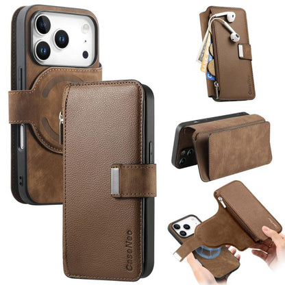 CaseNeo MagSafe RFID Anti-theft Zipper Wallet Retro Leather Phone Case, For iPhone 18 / 17, For iPhone 18 Pro / 17 Pro, For iPhone 18 Pro Max / 17 Pro Max, For iPhone 17e / 16e