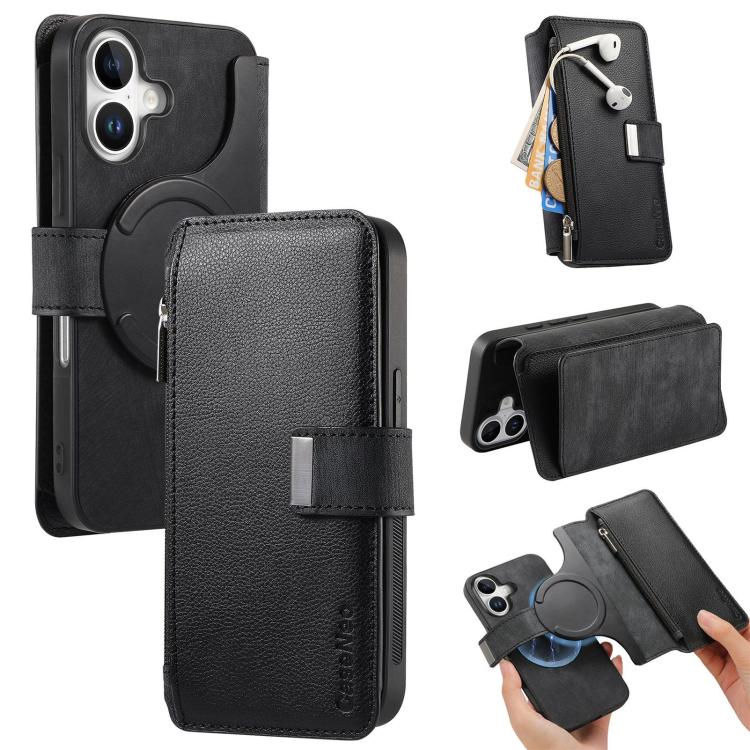 CaseNeo MagSafe RFID Anti-theft Zipper Wallet Retro Leather Phone Case, For iPhone 17e / 16e, For iPhone 17 Pro Max, For iPhone 17 Pro, For iPhone 17