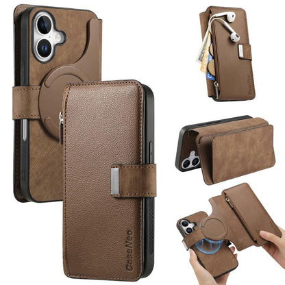 CaseNeo MagSafe RFID Anti-theft Zipper Wallet Retro Leather Phone Case, For iPhone 18 / 17, For iPhone 18 Pro / 17 Pro, For iPhone 18 Pro Max / 17 Pro Max, For iPhone 17e / 16e