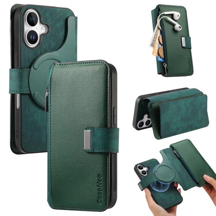 CaseNeo MagSafe RFID Anti-theft Zipper Wallet Retro Leather Phone Case, For iPhone 18 / 17, For iPhone 18 Pro / 17 Pro, For iPhone 18 Pro Max / 17 Pro Max, For iPhone 17e / 16e