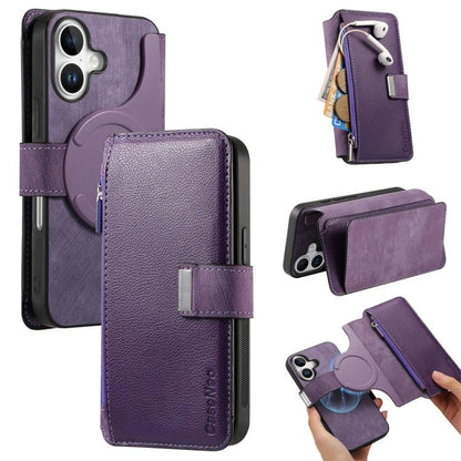 CaseNeo MagSafe RFID Anti-theft Zipper Wallet Retro Leather Phone Case, For iPhone 18 / 17, For iPhone 18 Pro / 17 Pro, For iPhone 18 Pro Max / 17 Pro Max, For iPhone 17e / 16e