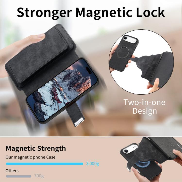 CaseNeo MagSafe RFID Anti-theft Zipper Wallet Retro Leather Phone Case, For iPhone Air, For iPhone 16 Pro Max, For iPhone 16 Pro, For iPhone 16 Plus