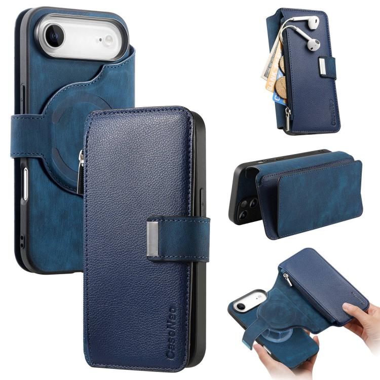 CaseNeo MagSafe RFID Anti-theft Zipper Wallet Retro Leather Phone Case, For iPhone Air, For iPhone 16 Pro Max, For iPhone 16 Pro, For iPhone 16 Plus
