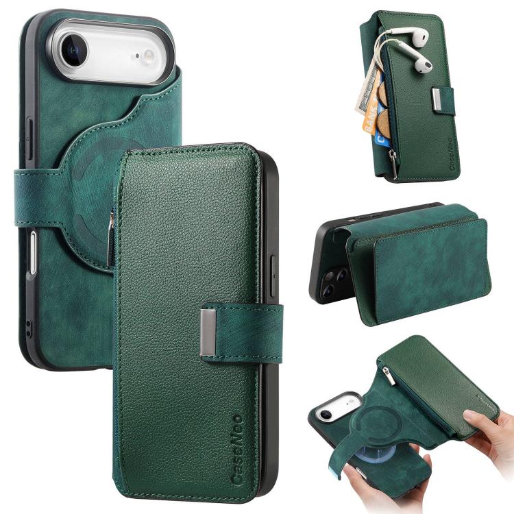 CaseNeo MagSafe RFID Anti-theft Zipper Wallet Retro Leather Phone Case, For iPhone Air, For iPhone 16 Pro Max, For iPhone 16 Pro, For iPhone 16 Plus