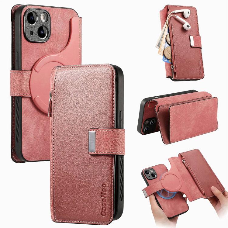 CaseNeo MagSafe RFID Anti-theft Zipper Wallet Retro Leather Phone Case, For iPhone 16, For iPhone 15 Pro Max, For iPhone 15 Pro, For iPhone 15 Plus