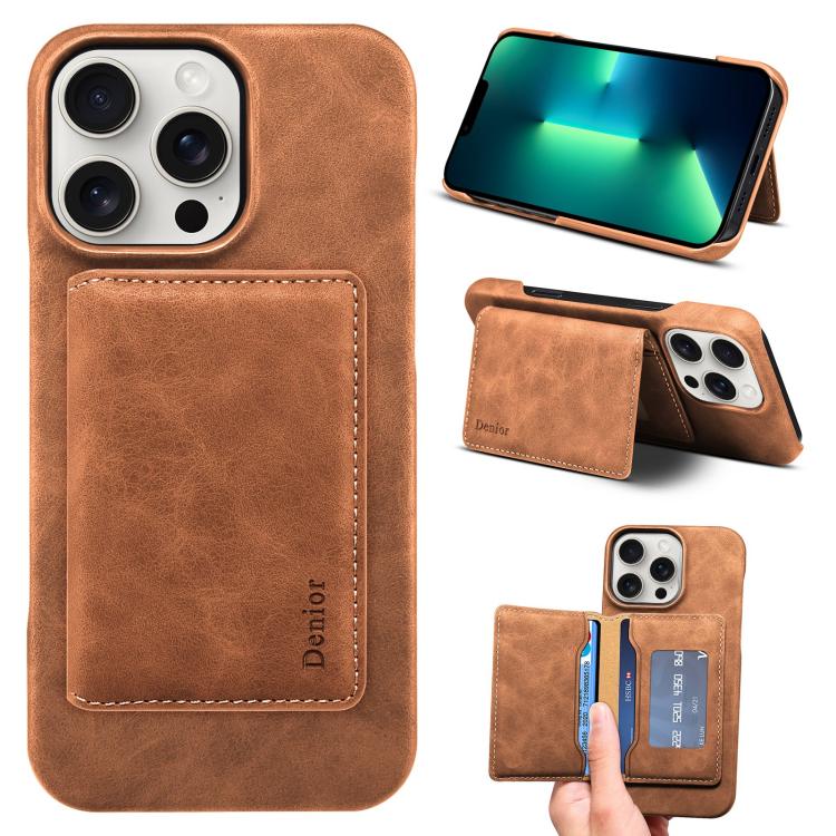 Denior D27 Retro Texture RFID MagSafe Photo Frame Card-slot Phone Case, For iPhone 15, For iPhone 14 Plus, For iPhone 14 / 13, For iPhone 14 Pro, For iPhone 14 Pro Max, For iPhone 13 Pro Max, For iPhone 13 Pro