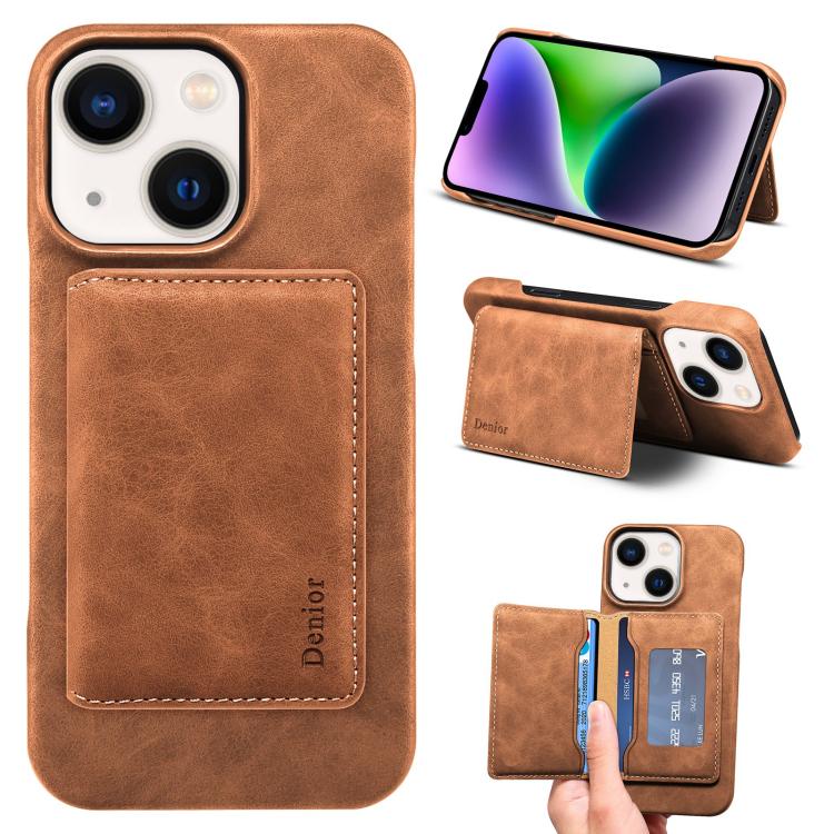 Denior D27 Retro Texture RFID MagSafe Photo Frame Card-slot Phone Case, For iPhone 15, For iPhone 14 Plus, For iPhone 14 / 13, For iPhone 14 Pro, For iPhone 14 Pro Max, For iPhone 13 Pro Max, For iPhone 13 Pro