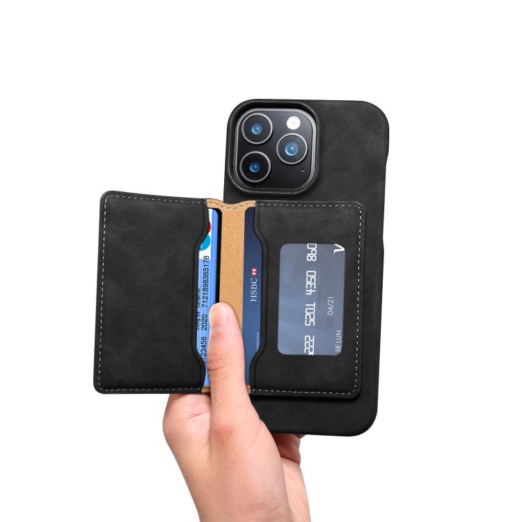 Denior D27 Retro Texture RFID MagSafe Photo Frame Card-slot Phone Case, For iPhone 15, For iPhone 14 Plus, For iPhone 14 / 13, For iPhone 14 Pro, For iPhone 14 Pro Max, For iPhone 13 Pro Max, For iPhone 13 Pro