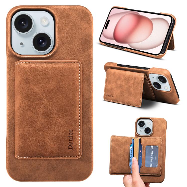 Denior D27 Retro Texture RFID MagSafe Photo Frame Card-slot Phone Case, For iPhone 15, For iPhone 14 Plus, For iPhone 14 / 13, For iPhone 14 Pro, For iPhone 14 Pro Max, For iPhone 13 Pro Max, For iPhone 13 Pro
