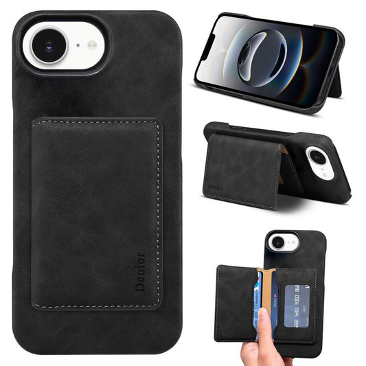 Denior D27 Retro Texture RFID MagSafe Photo Frame Card-slot Phone Case, For iPhone 16e, For iPhone 16 Pro Max, For iPhone 16 Pro, For iPhone 16 Plus, For iPhone 16, For iPhone 15 Pro Max, For iPhone 15 Pro, For iPhone 15 Plus