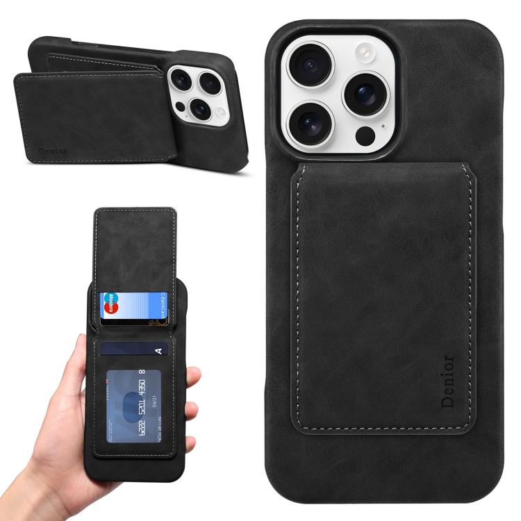 Denior D28 Retro Texture RFID MagSafe Vertical Flip Card-slot Phone Case, For iPhone 15, For iPhone 14 Plus, For iPhone 14 / 13, For iPhone 14 Pro, For iPhone 14 Pro Max, For iPhone 13 Pro Max, For iPhone 13 Pro