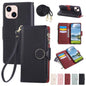 Round Buckle Zipper Wallet Leather Phone Case with Crossbody Strap