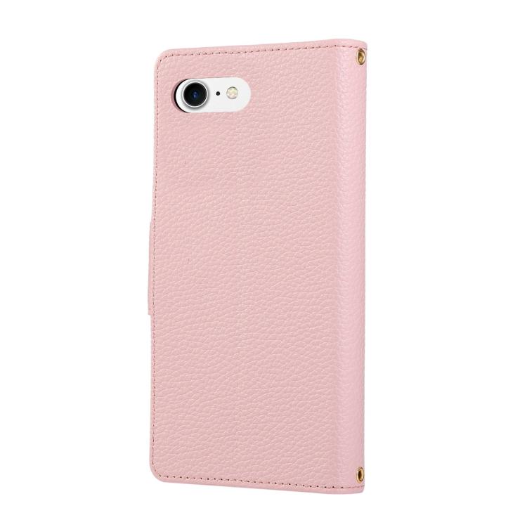 Round Buckle Zipper Wallet Leather Phone Case with Crossbody Strap