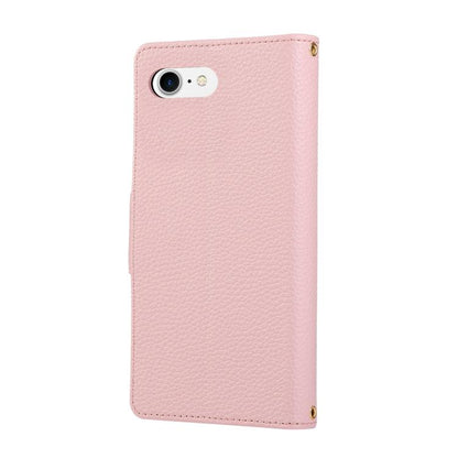 Round Buckle Zipper Wallet Leather Phone Case with Crossbody Strap