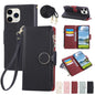 Round Buckle Zipper Wallet Leather Phone Case with Crossbody Strap
