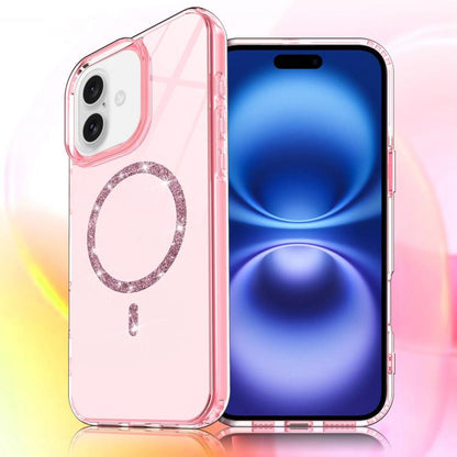 Transparent MagSafe Glitter Powder Acrylic Phone Case, For iPhone 17e / 16e, For iPhone 16 Pro Max, For iPhone 16 Pro, For iPhone 16 Plus
