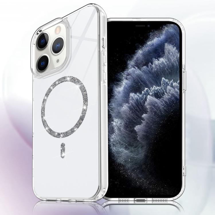 Transparent MagSafe Glitter Powder Acrylic Phone Case, For iPhone 11 Pro Max, For iPhone 11