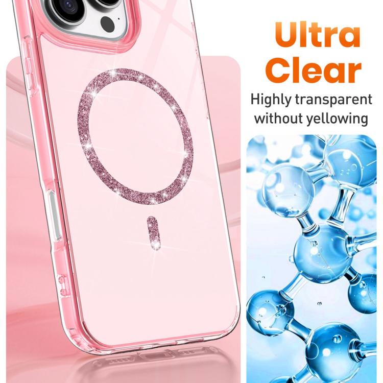 Transparent MagSafe Glitter Powder Acrylic Phone Case, For iPhone 13 Pro Max, For iPhone 13 Pro, For iPhone 12 / 12 Pro, For iPhone 12 Pro Max