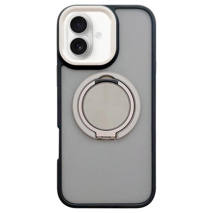 Skin-feel Two-color Edge Strips 360 MagSafe Holder Phone Case, For iPhone 16 Plus, For iPhone 16, For iPhone 15 Pro Max