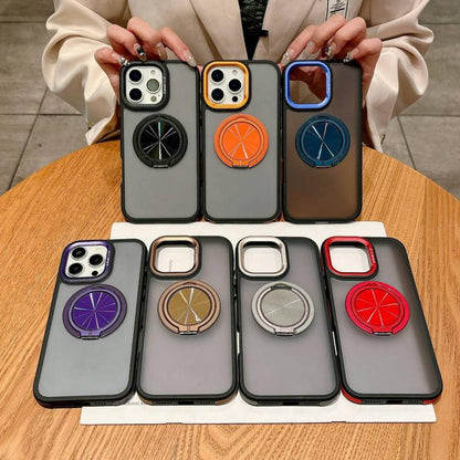 Skin-feel Two-color Edge Strips 360 MagSafe Holder Phone Case, For iPhone 16 Plus, For iPhone 16, For iPhone 15 Pro Max