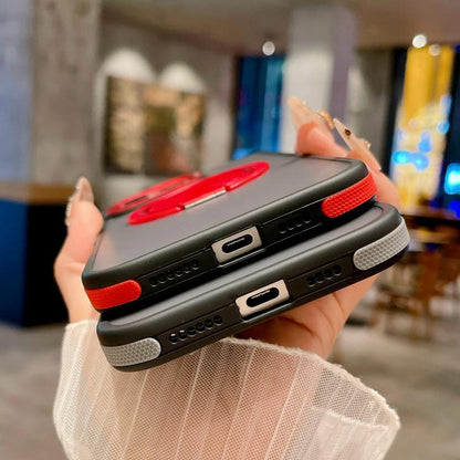 Skin-feel Two-color Edge Strips 360 MagSafe Holder Phone Case, For iPhone 16 Plus, For iPhone 16, For iPhone 15 Pro Max