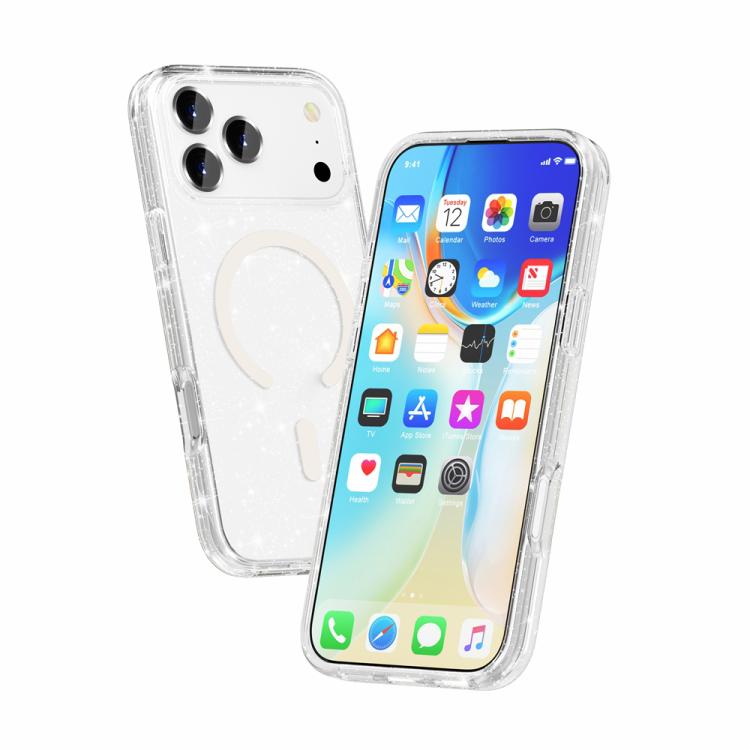 Terminator Style Glitter Powder MagSafe Magnetic Phone Case, For iPhone 17 Pro Max, For iPhone 17 Pro, For iPhone 17
